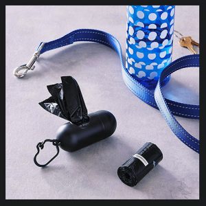 Compostable Dog Poop Bags with Bag Dispenser and Lead Clip by Amazon Basics