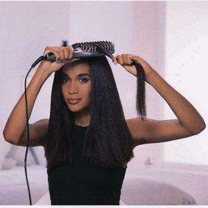 High-quality keratin protective-auto temperature adjustable-Straightening iron hair brush with digital display by Remington