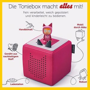 Toniebox the portable Tonies Hearing Pink Speaker Set For Children from 3 Years old in German by Boxine