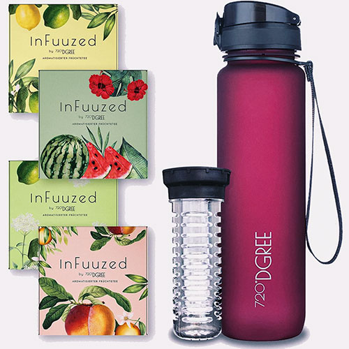 Soft-touching, Fruit Containable, BPA-Free Water Bottle For Sports, Fitness, Outdoor, and University with different size and color by 720°DGREE - Image 2